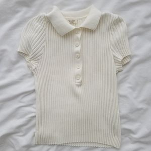 Brandy Melville/John Galt White Polo Sweater Top
